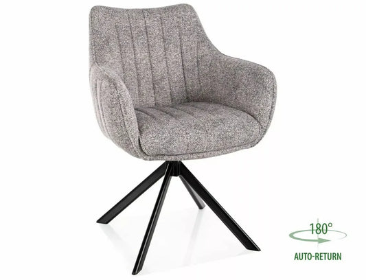 Scaun rotativ din Stofa Leo Gri si Metal Negru H86xL61xA58cm Azalia