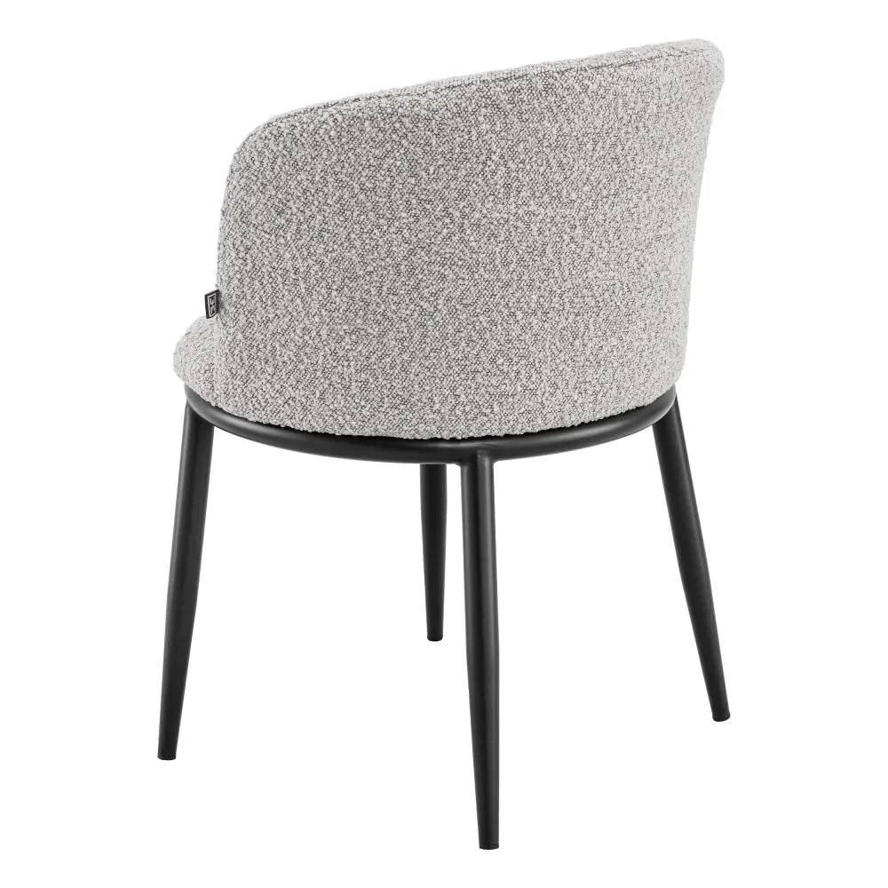 Set 2 scaune tapitat cu Stofa boucle Gri cu picioare din Metal Negru H74xL57xA57cm Filmore Eichholtz