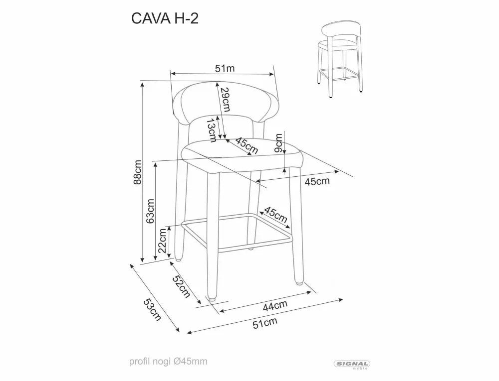Scaun de insula din Stofa Bej si Metal Bej H88xL51xA53cm Cava