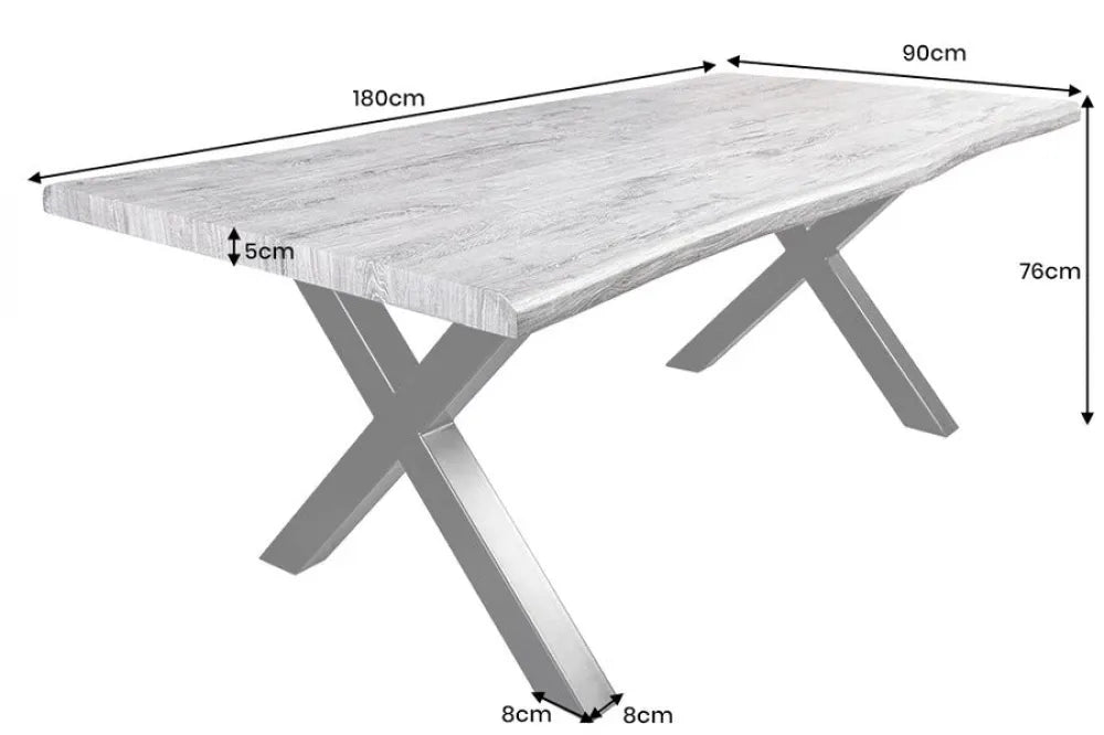 Masa din Derivat din lemn Gri si Metal Negru L180xH76cm Wild