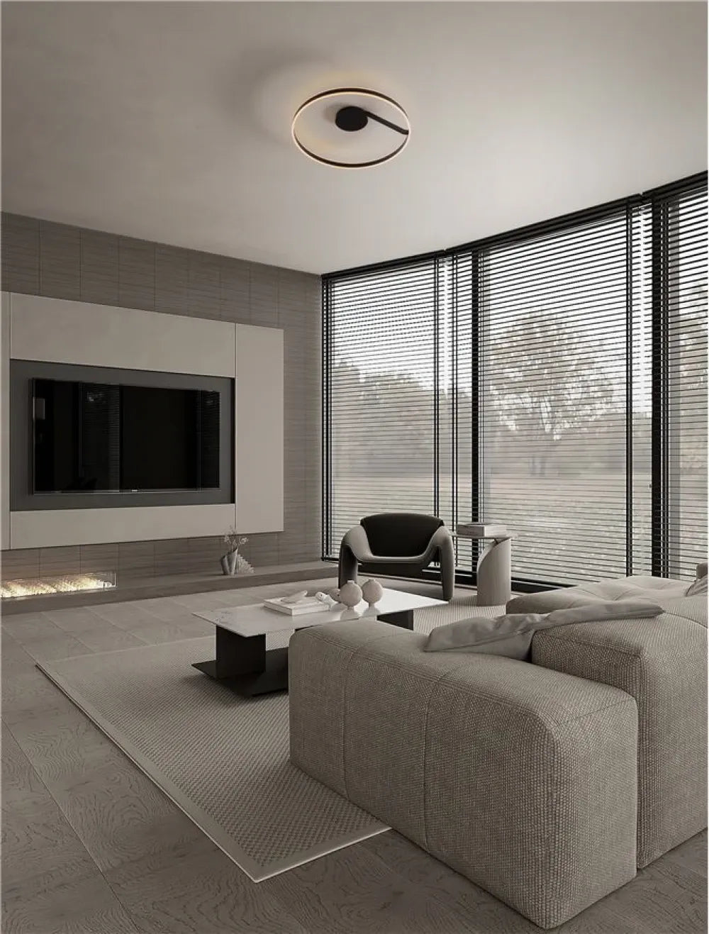 Plafoniera din Metal Negru H16.3xD80cm 48W 3118Lm IP20 Bianco