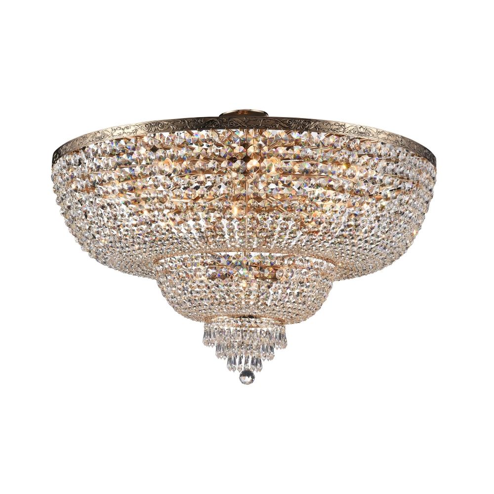 Candelabru Rotund din Metal si Cristal Auriu/Transparent Palace D100xH69cm
