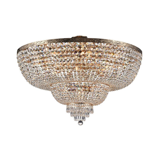 Candelabru Rotund din Metal si Cristal Auriu/Transparent Palace D100xH69cm