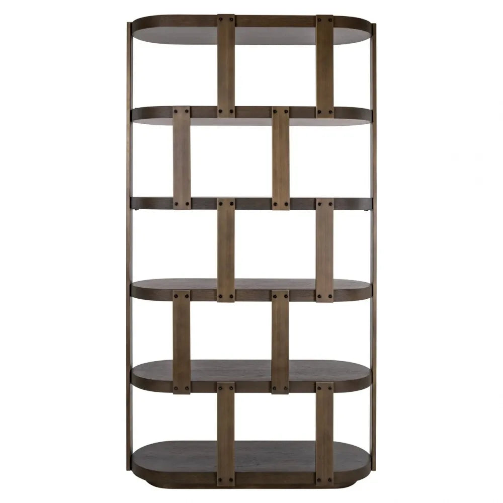 Etajera din Metal/Furnir de stejar Alama/Maro si Furnir de stejar Maro L120xH220cm Ellington Richmond interiors