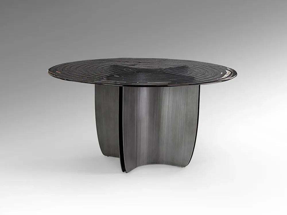Masa rotunda din Metal Gri si Sticla Gri D150xH75cm Night