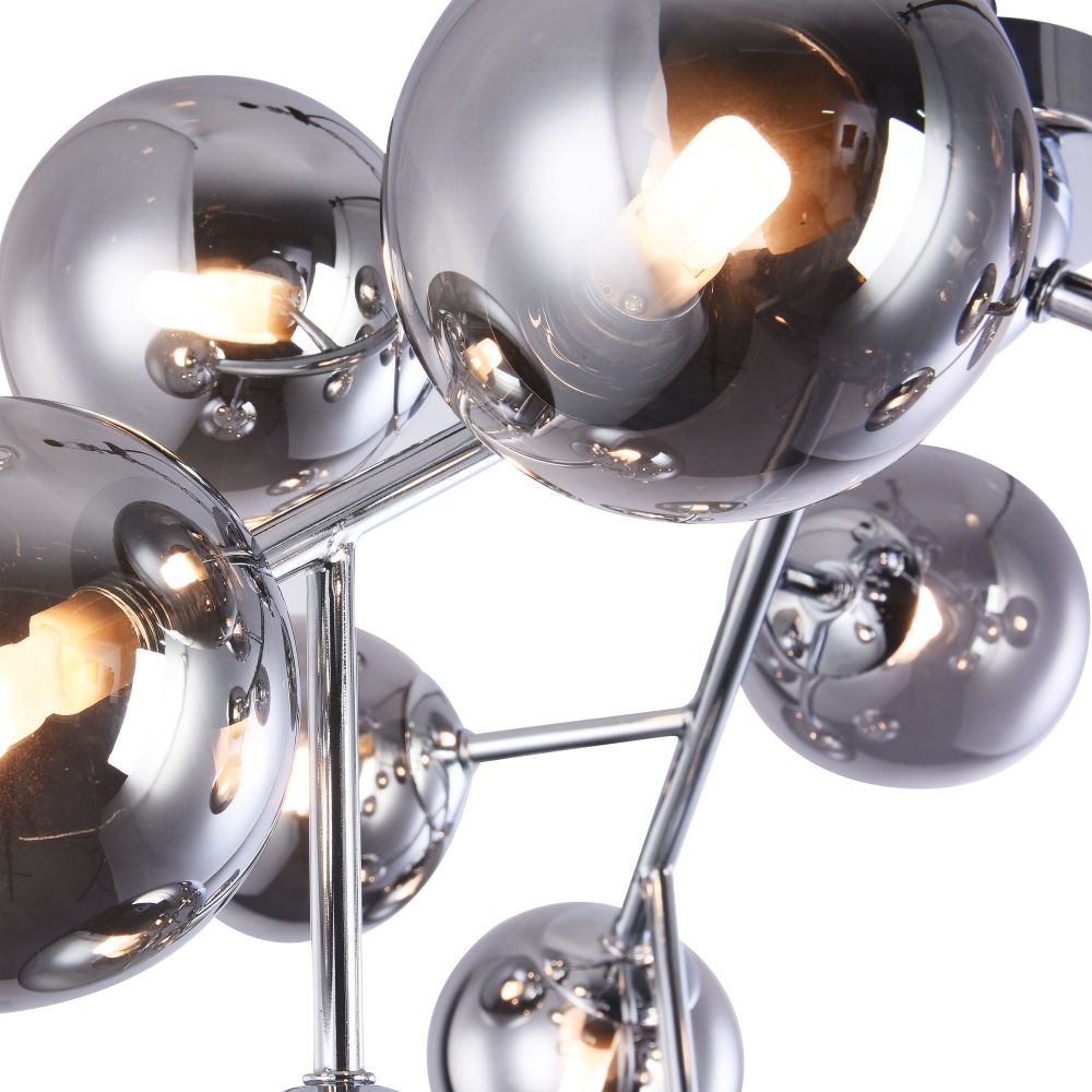 Candelabru Rotund din Metal si Sticla Argintiu/Negru Dallas D60xH20cm