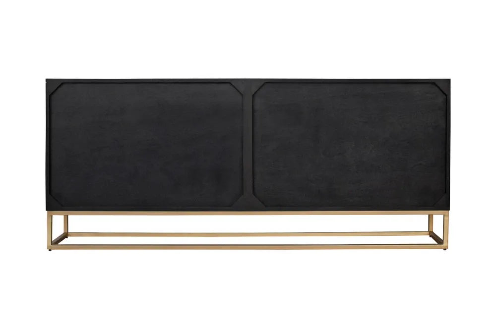 Comoda din Lemn de mango Negru si Metal Auriu L177xH76cm ILLUSION