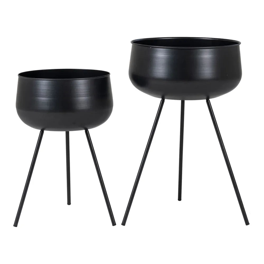 Set 2 ghivece din Metal Negru H46/56xD28/34cm Ardolas