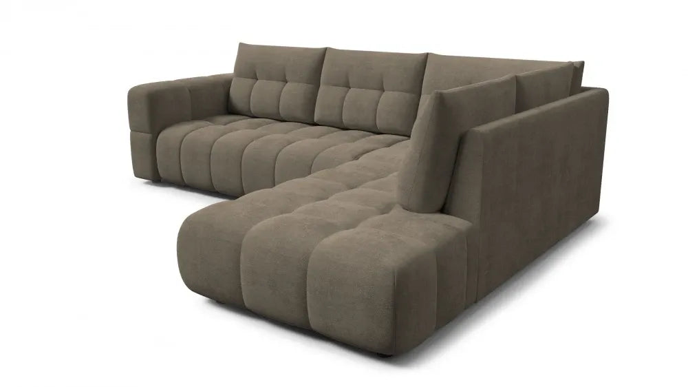 Coltar in forma de L tapitat cu material pet friendly Alias maro L291 x 219cm