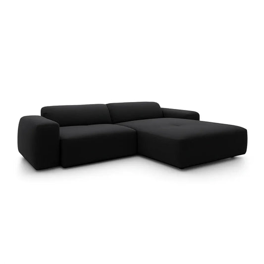 Coltar Loran fix in forma de L din catifea Vogue negru L264×180×H65 cm