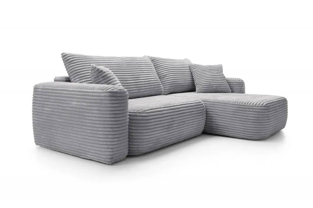 Coltar extensibil tapitat cu Corduroy Negru cu lada depozitare Billy