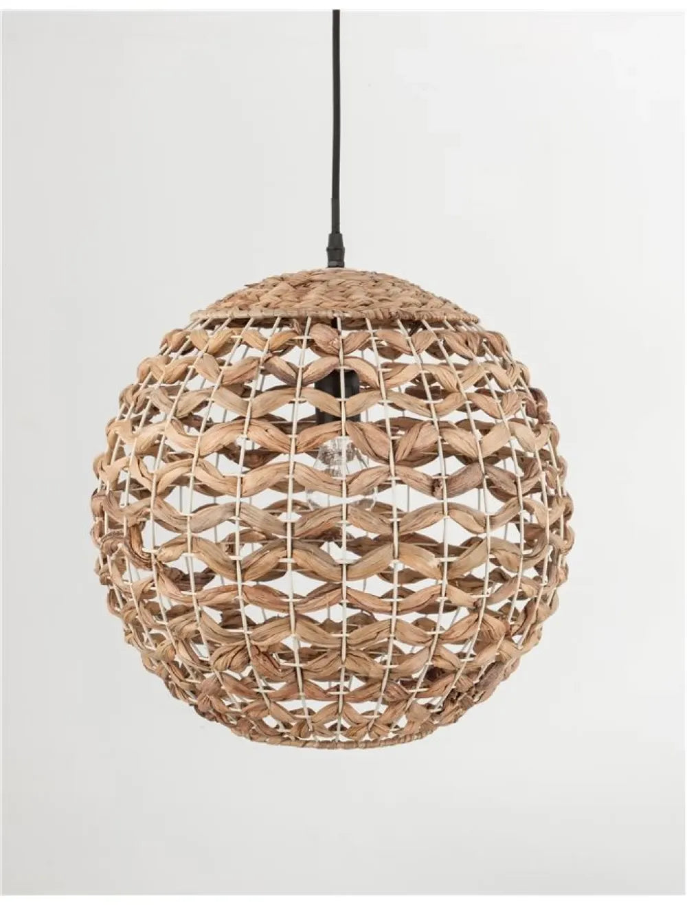 Pendul structura din Metal Negru si abajur din Ratan Bej H250xL50.5cm IP20 GRIFFIN