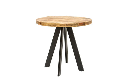 Masa rotunda din Lemn de mango Maro si Metal Negru D80xH76cm Iron craft