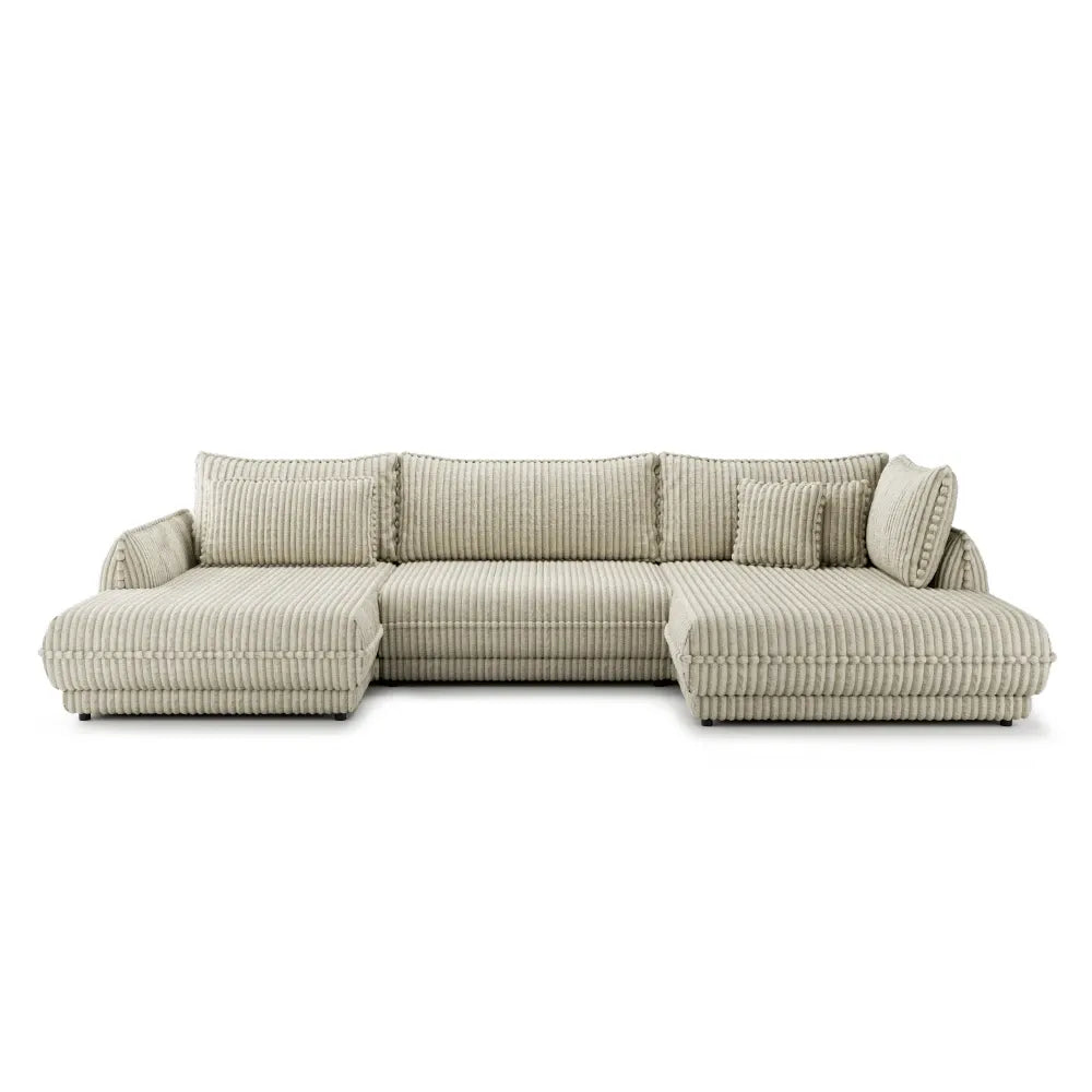 Coltar extensibil in forma de U cu spatiu depozitare din Corduroy Bej Mojave III