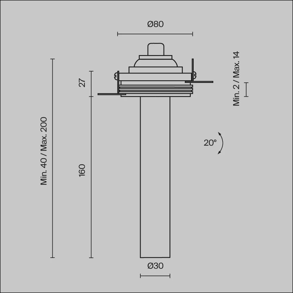 Spot incastrat din Aluminiu Alb H21.6xD3cm 7W 460lm 3000k Focus T