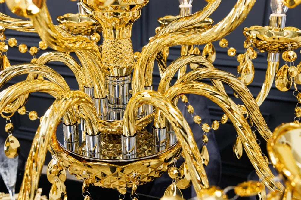 Candelabru din Metal Argintiu si Acrilic Auriu D80xH75cm CRYSTAL