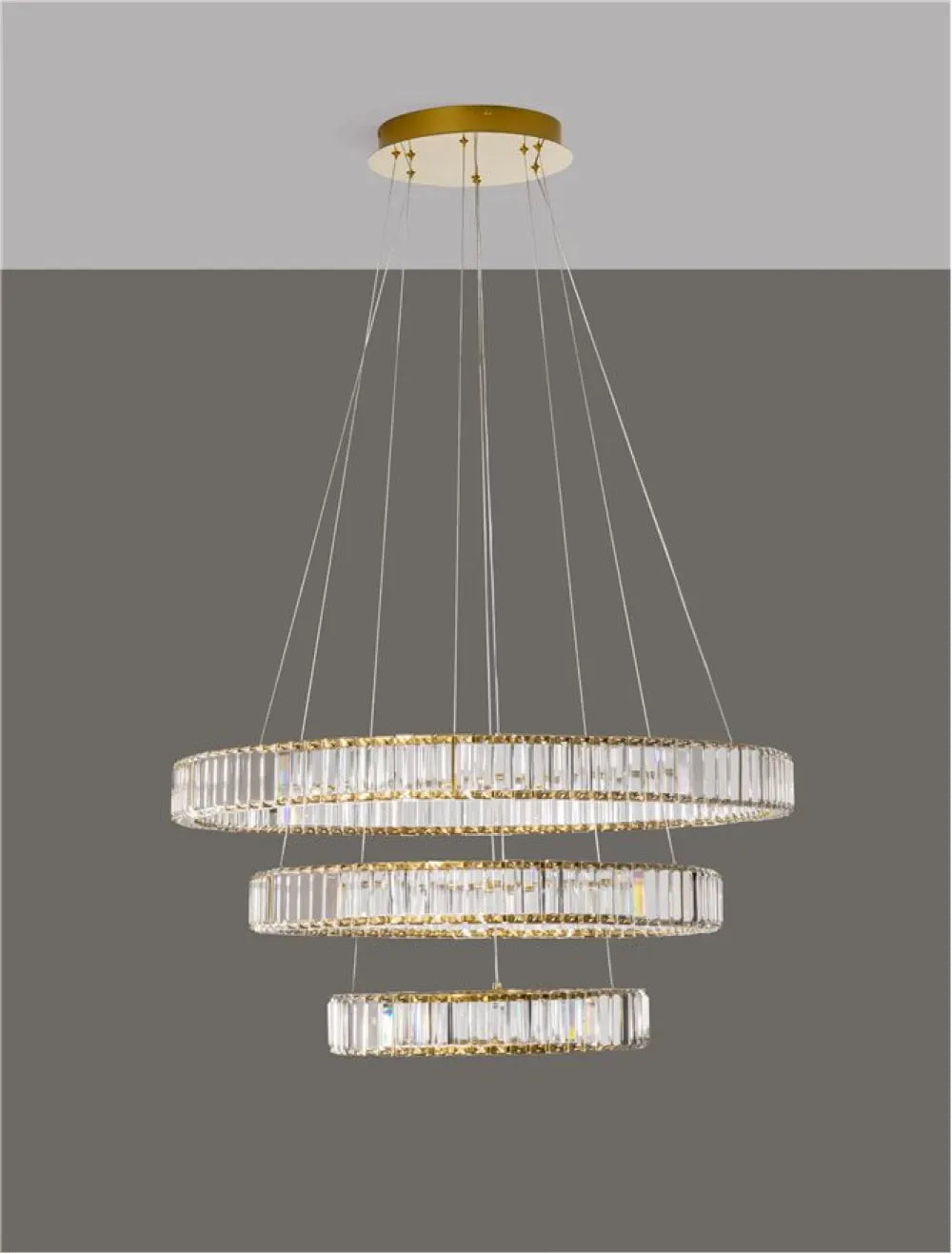 Candelabru structura din Metal Auriu si abajur din Cristal Transparent H150xL80cm IP20 92W 7670lm 3500k AURELIA
