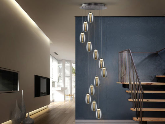 Lustra rotunda cu inaltime reglabila din Sticla Transparent cu LED  D54xH350cm Nebula