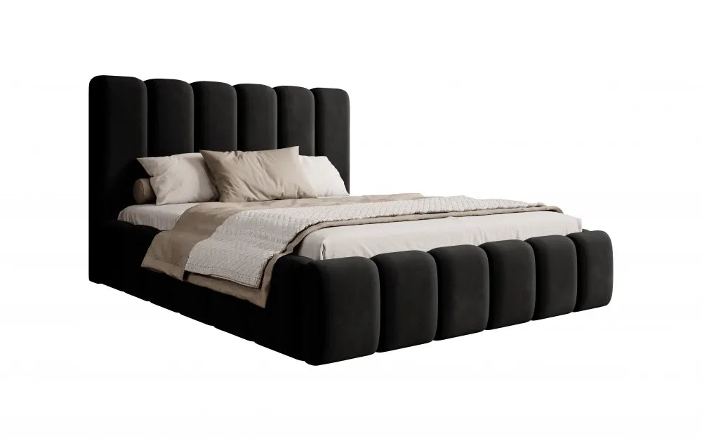 Pat 140 x 200 tapitat cu Catifea Magic velvet Negru Arden
