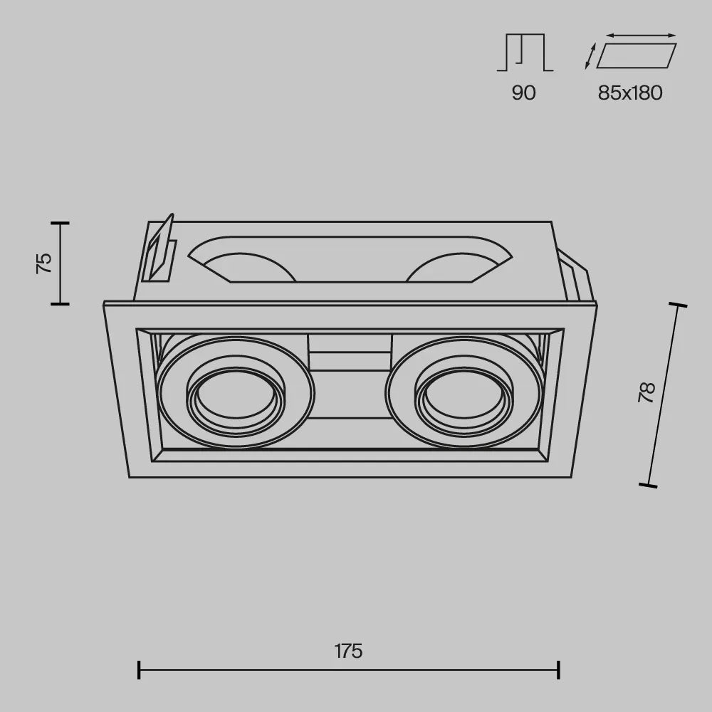 Spot incastrat din Aluminiu Alb H7.5xL19.4cm 20W Metal Modern