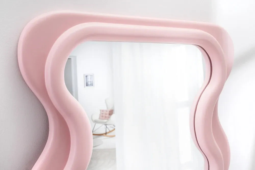 Oglinda cu rama din Poliuretan/MDF Roz H160xL70cm Curvy