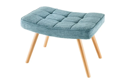 Puf din Lemn de fag Maro si Stofa Albastru H39xL60cm Scandinavia