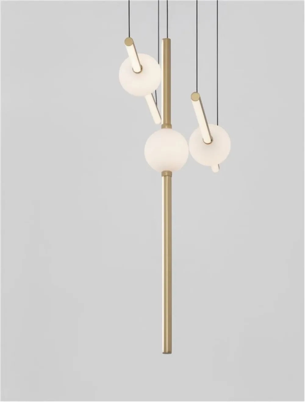 Candelabru structura din Aluminiu Negru/Auriu si abajur din Sticla Alb H120xL89cm IP20 26W 2541lm 3000k ACROBAT
