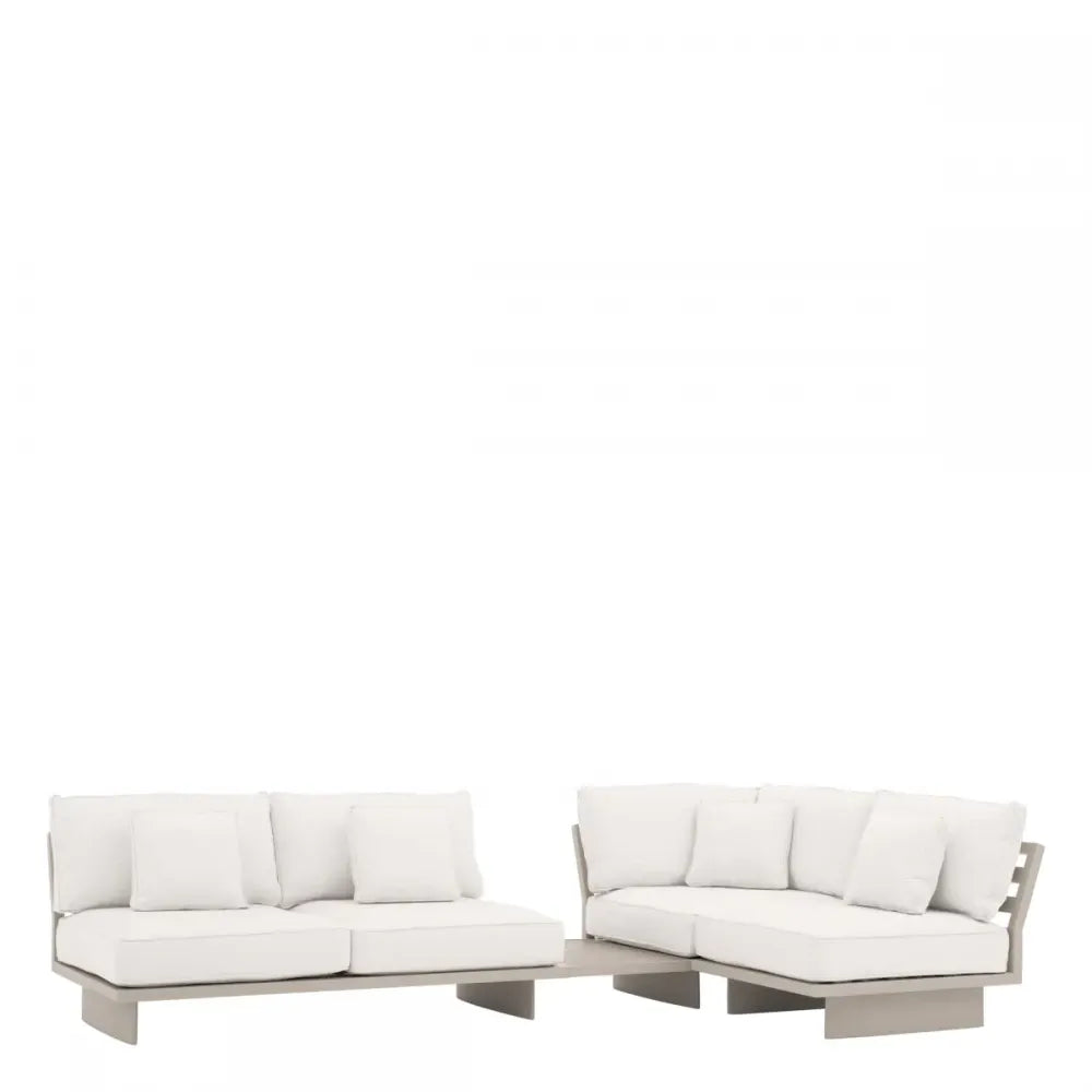 Coltar modular de exterior din Metal Bej si Stofa Bej H84xL327cm Royal Palm Eichholtz
