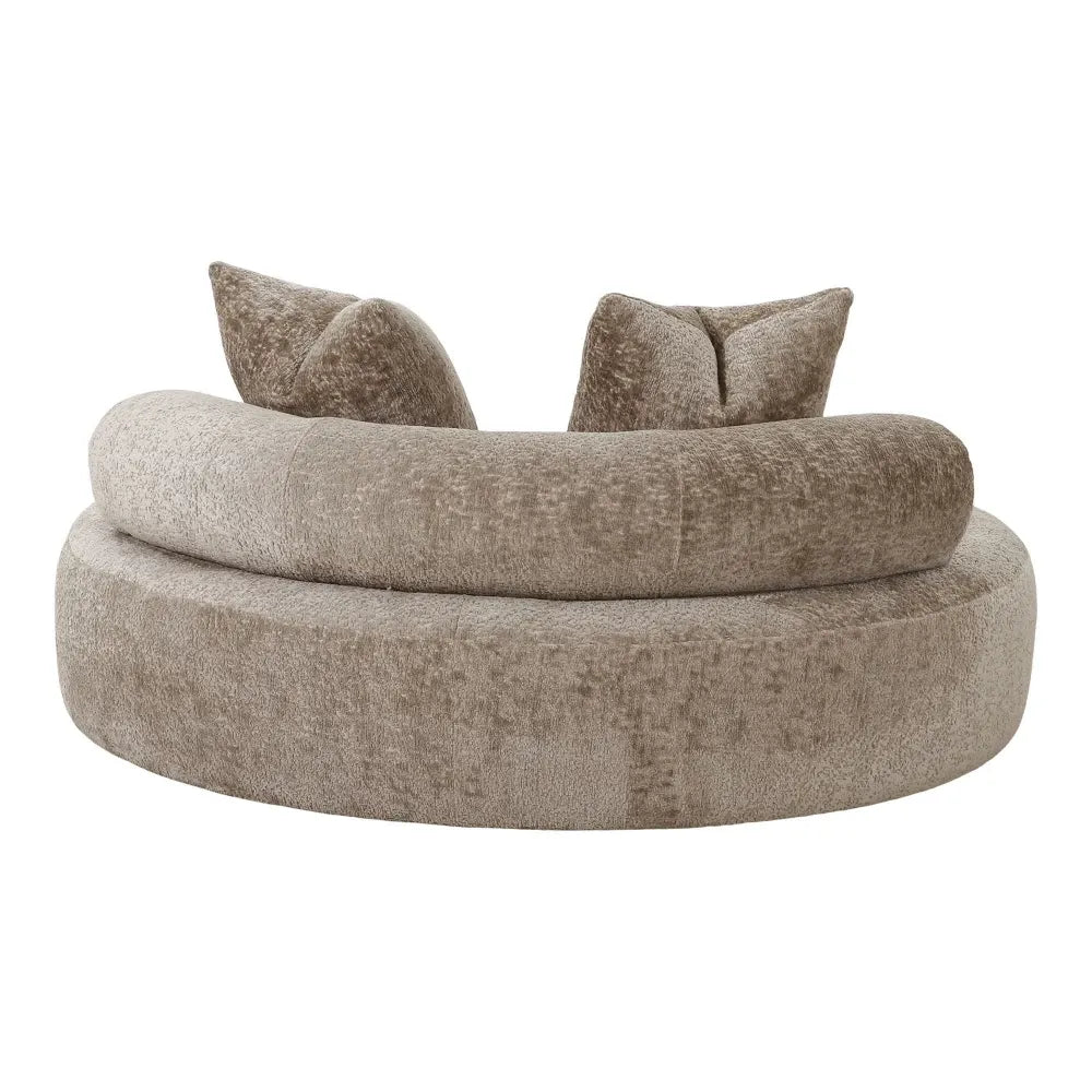 Canapea rotunda tapitata cu Chenille bej 160xH60cm Cairo