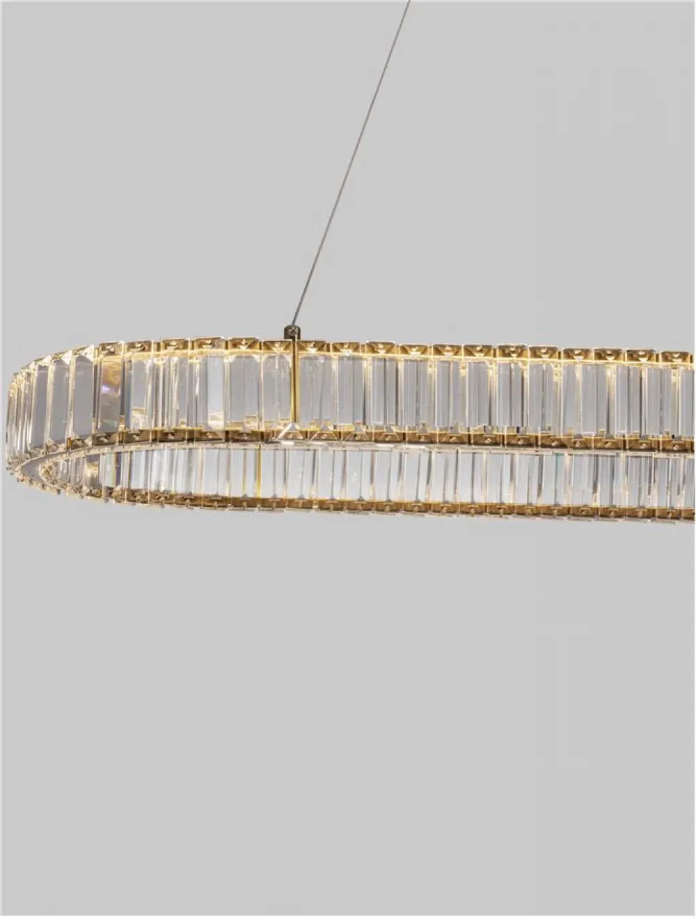 Lustra structura din Metal Auriu si abajur din Cristal Transparent H150xL92cm IP20 48W 4505lm 3500k AURELIA