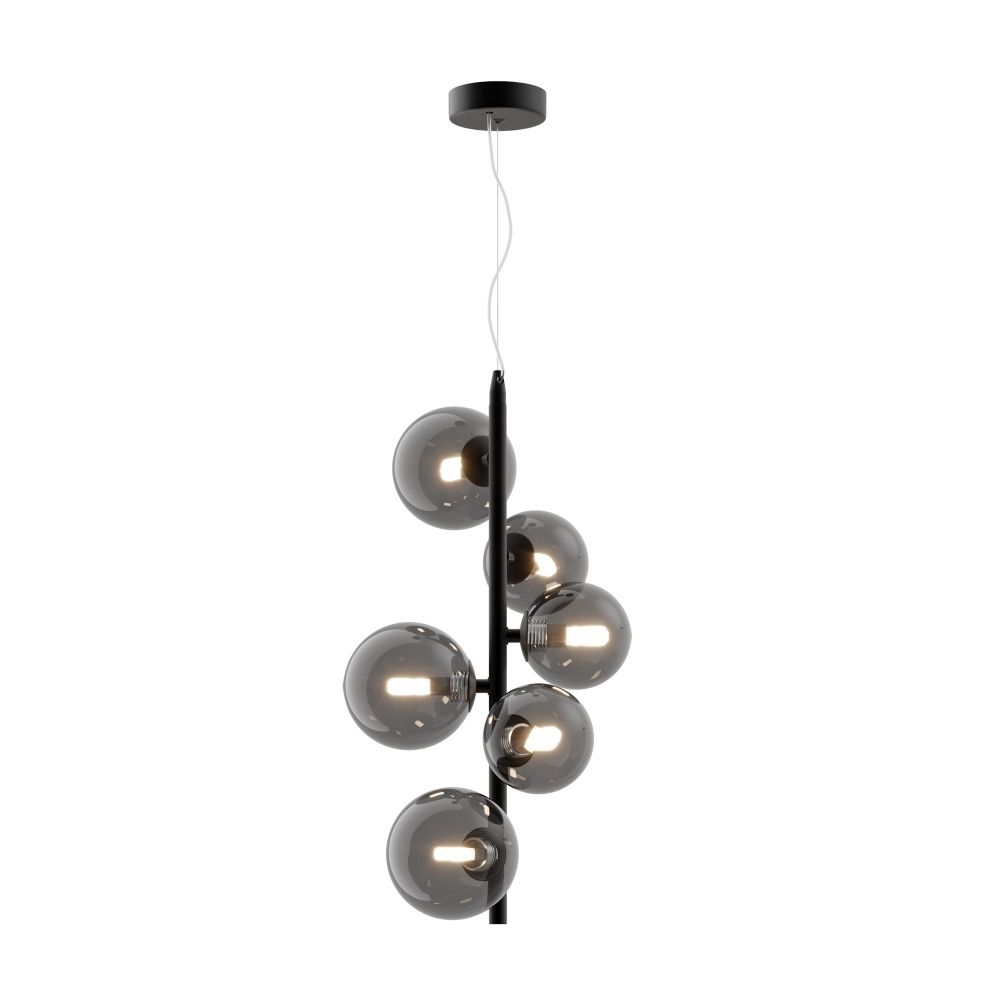 Lustra din Metal si Sticla Negru/Gri cu 6 becuri G9 28W D29xH170cm Dallas