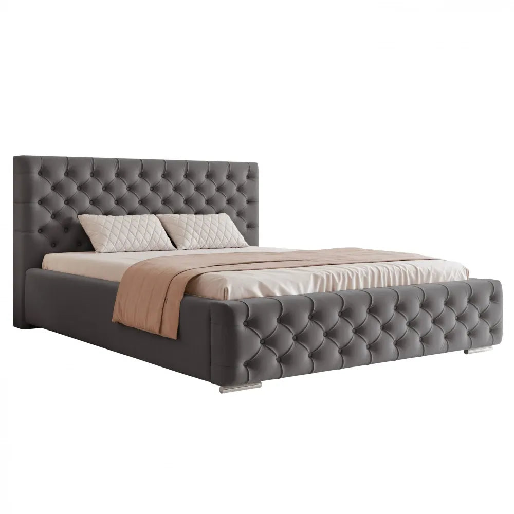 Pat 180 x 200 tapitat cu Stofa Kronos Gri Lora