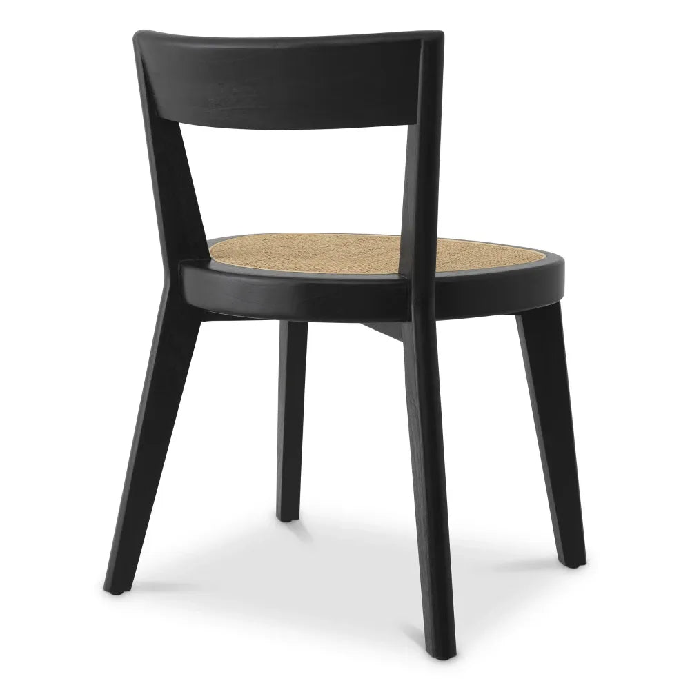 Scaun din Ratan Bej si Lemn Negru L54xA47xH76cm Alvear Eichholtz