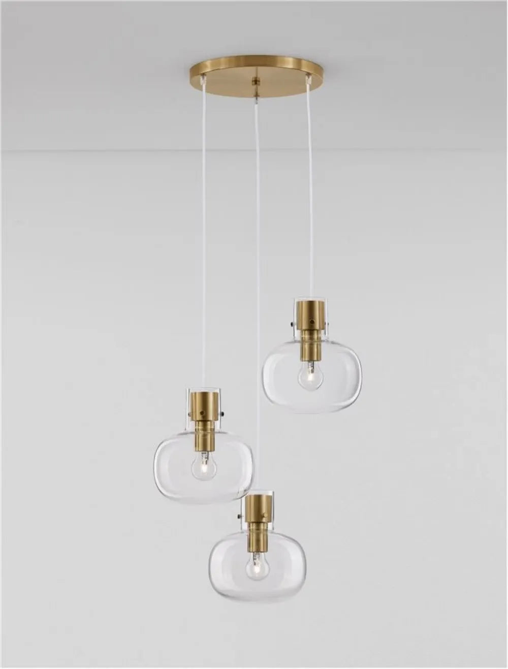 Lustra structura din Metal Alama si abajur din Sticla Transparent H178xL30cm IP20 CINZIA