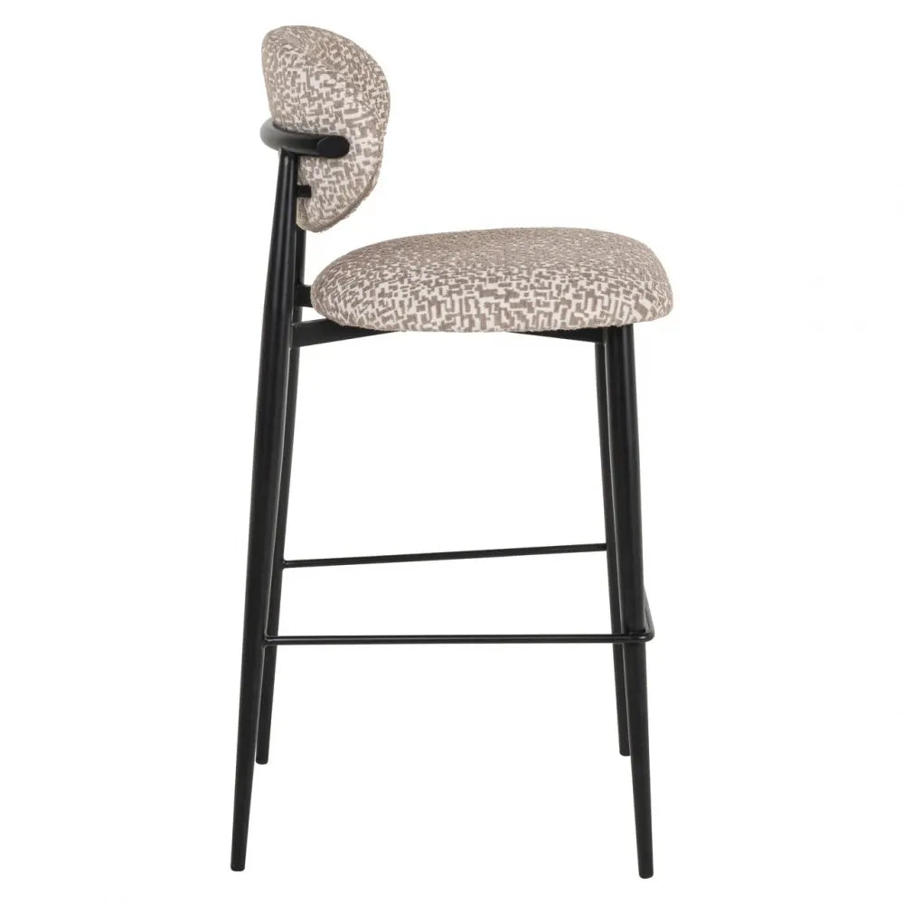 Scaun de bar din Stofa Bej si Metal Negru L46xH104cm Dantes Richmond interiors