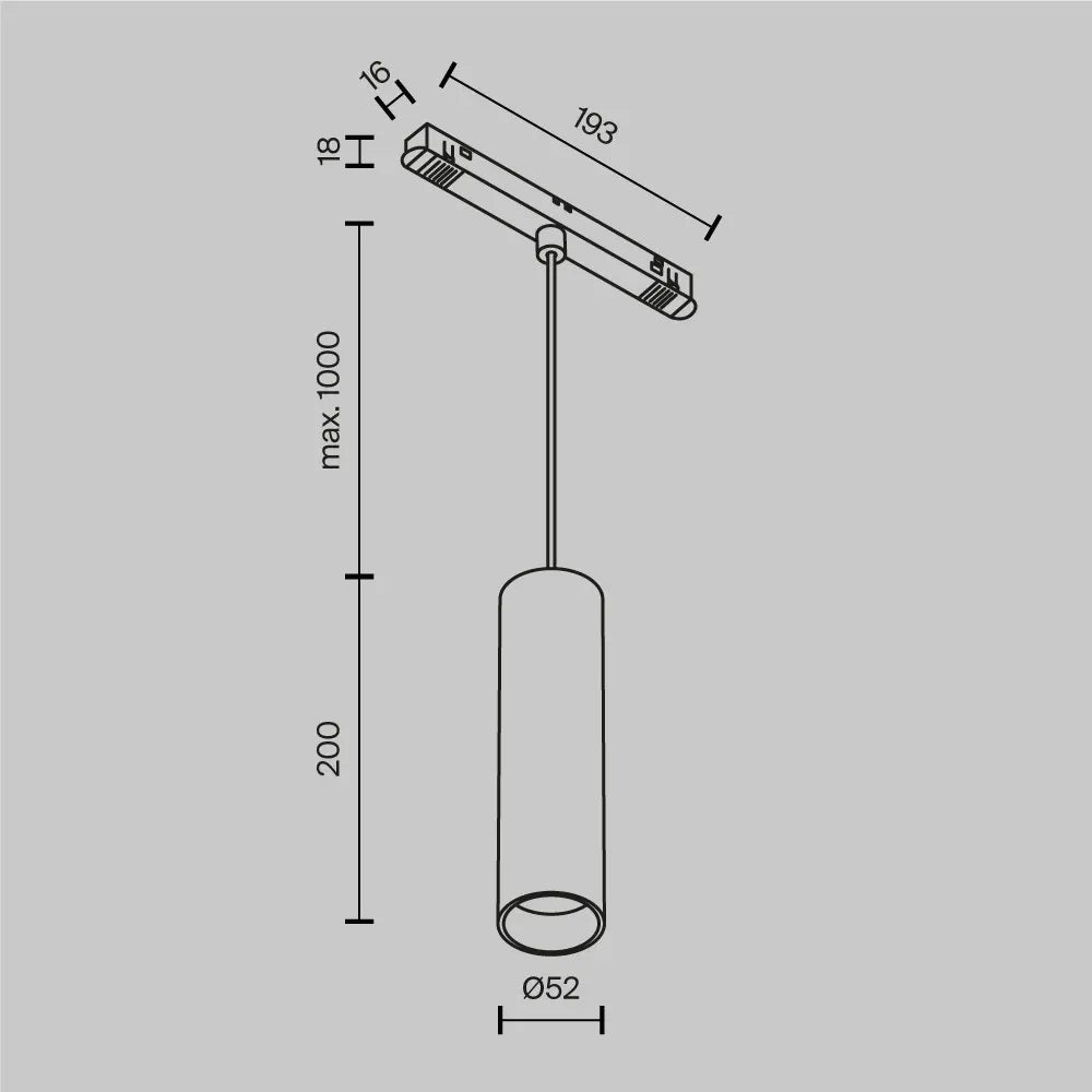 Pendul pentru sina Exility din Aluminiu Alb H122xL20cm 12W 1040lm 3000k Focus LED