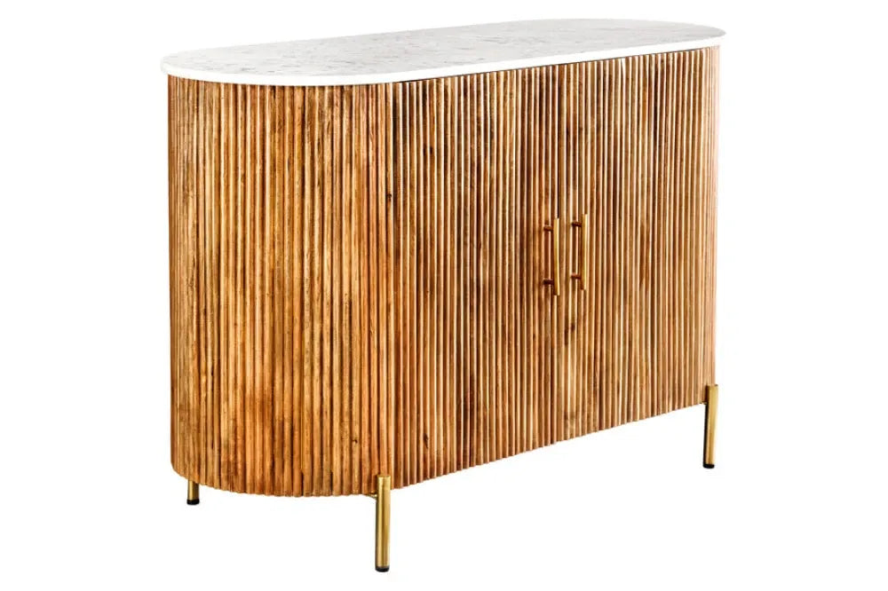 Comoda din Marmura Alb si Metal/Lemn de mango Auriu/Maro L102xH76cm TRES CHIC
