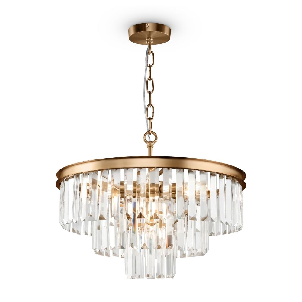 Lustra rotunda cu inaltime reglabila din Cristal Transparent cu 7 becuri D50xH115cm Revero