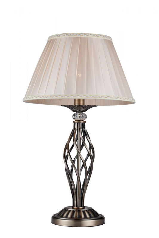 Veioza din Organza si Metal Crem/Argintiu D32xH55cm Grace