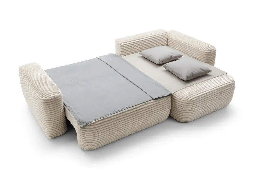 Coltar extensibil tapitat cu Corduroy Bej cu lada depozitare Billy
