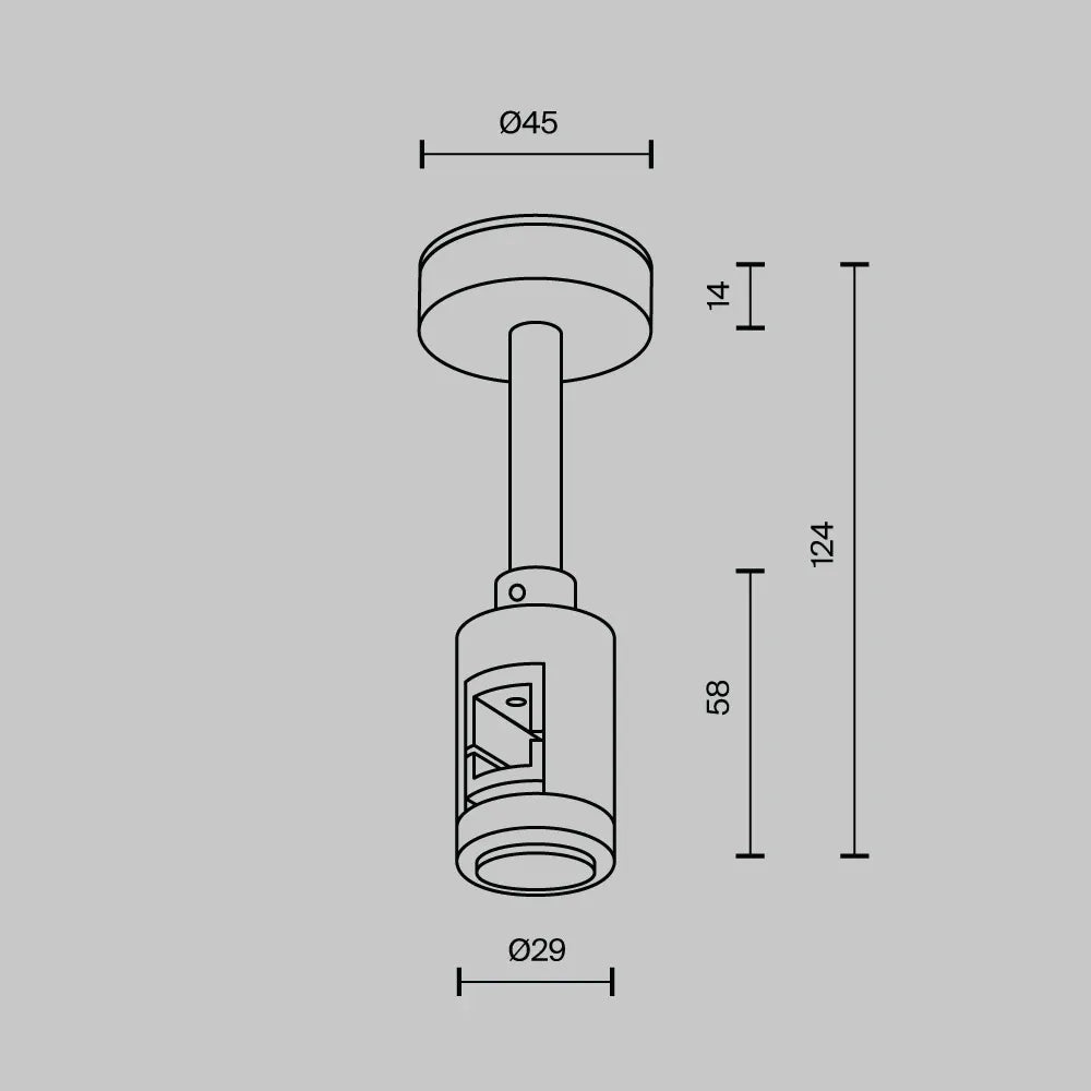 Suport simplu scurt de tavan 78 mm Flarity din Aluminiu Negru H12.4xL4.5cm Flarity
