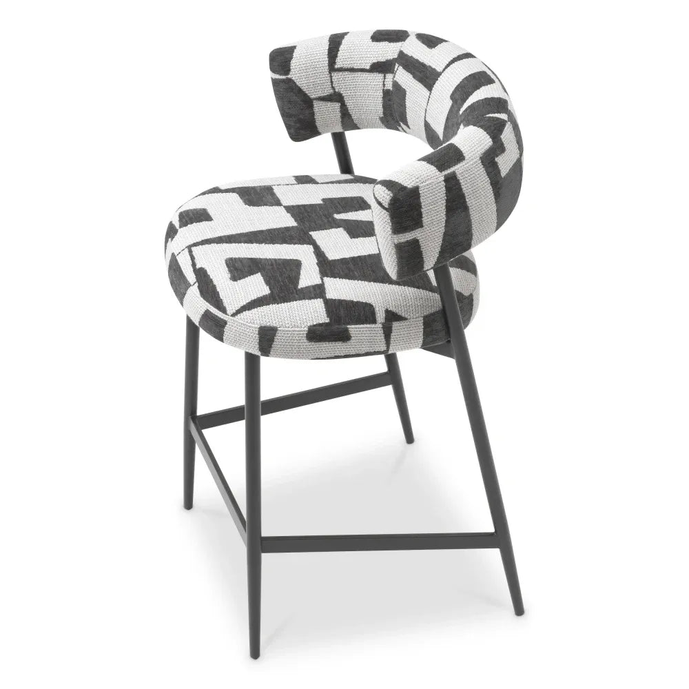 Scaun de insula tapitat cu Stofa Negru/Alb L59xA57xH95.5cm Folsom Eichholtz