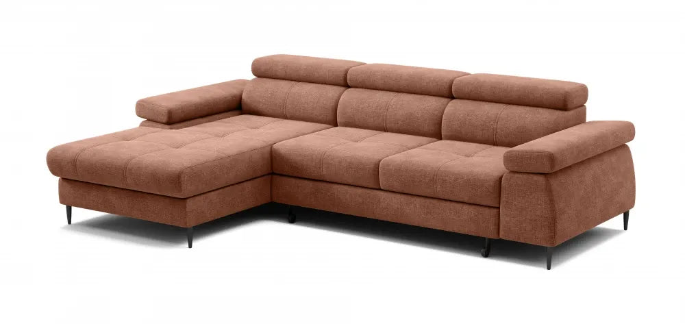 Coltar extensibil tapitat cu Chenille Portocaliu cu lada depozitare Cordoba I