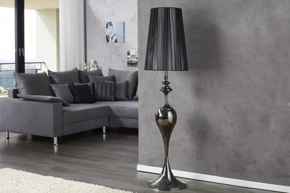 Lampa de podea din Metal Negru si Textil Negru H160xD40cm Lucie