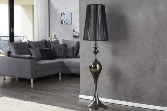 Lampa de podea din Metal Negru si Textil Negru H160xD40cm Lucie