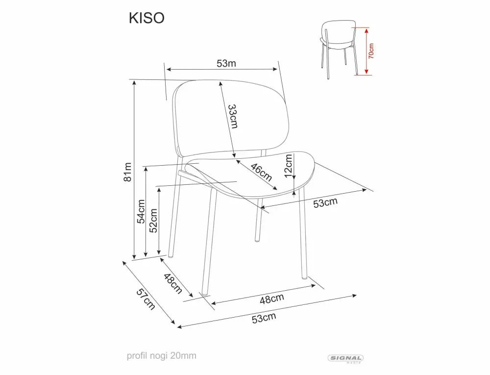 Set 2 Scaune din Stofa Bej si Metal Bej H81xL53xA57cm Kiso