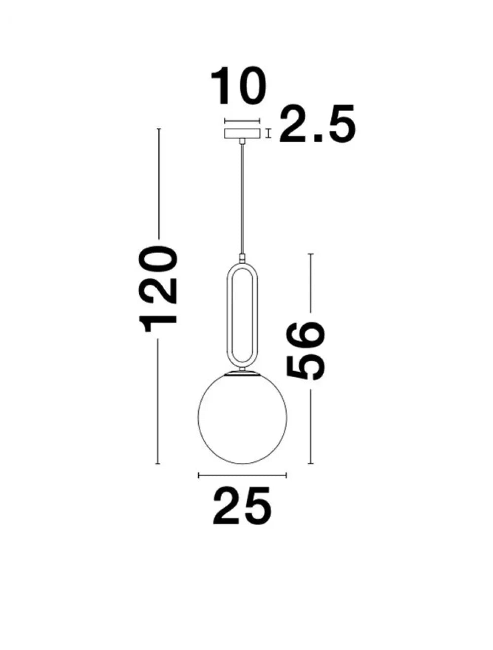 Pendul structura din Metal Negru si abajur din Sticla Alb H120xL25cm IP20 GRUS