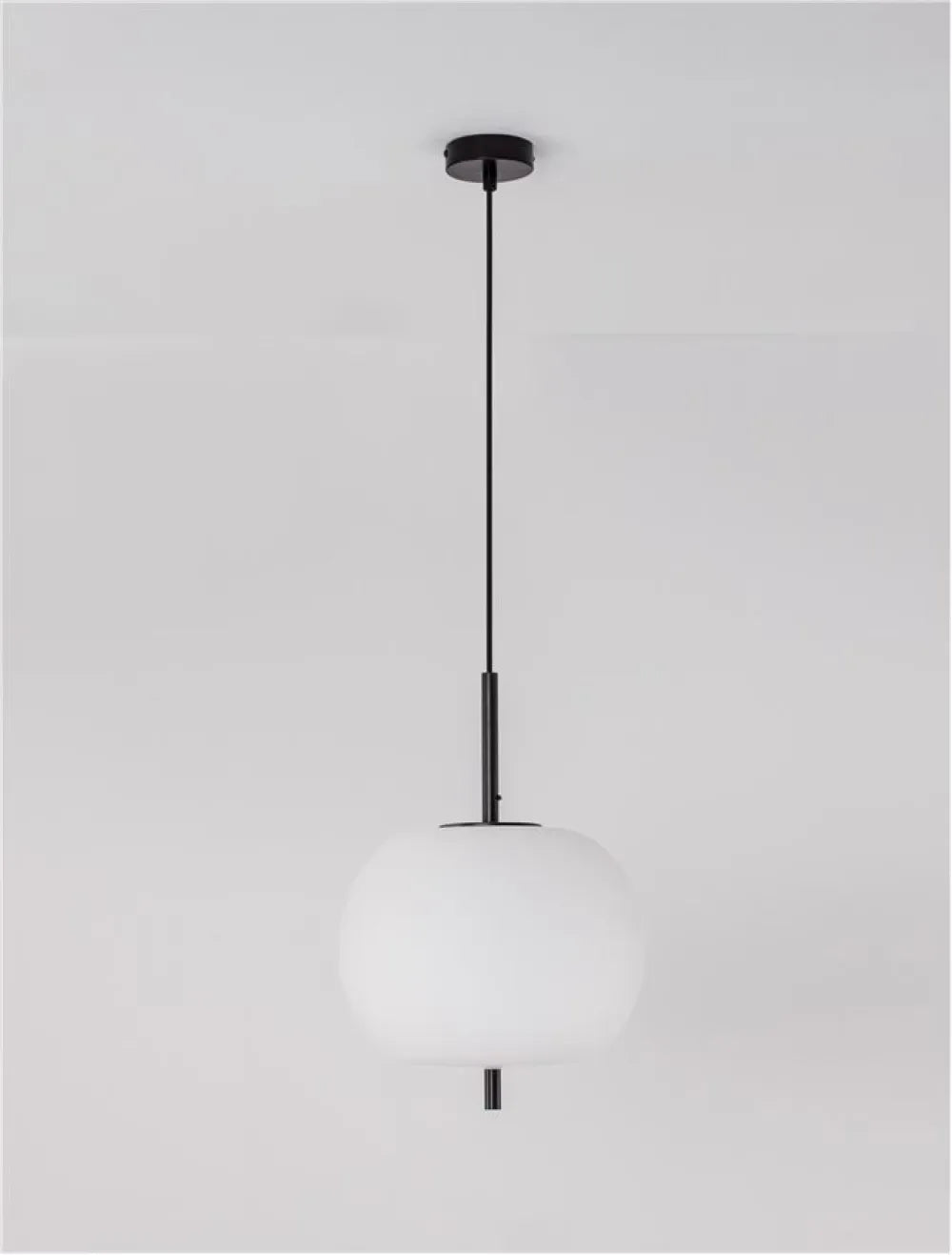 Pendul structura din Metal Negru si abajur din Sticla Alb H120xL30cm IP20 LATO