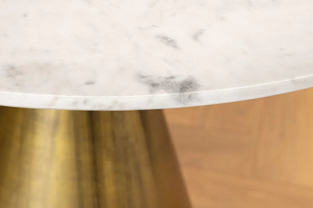 Masa rotunda din Marmura Alb si Metal Cupru D100xH77cm Elegancia