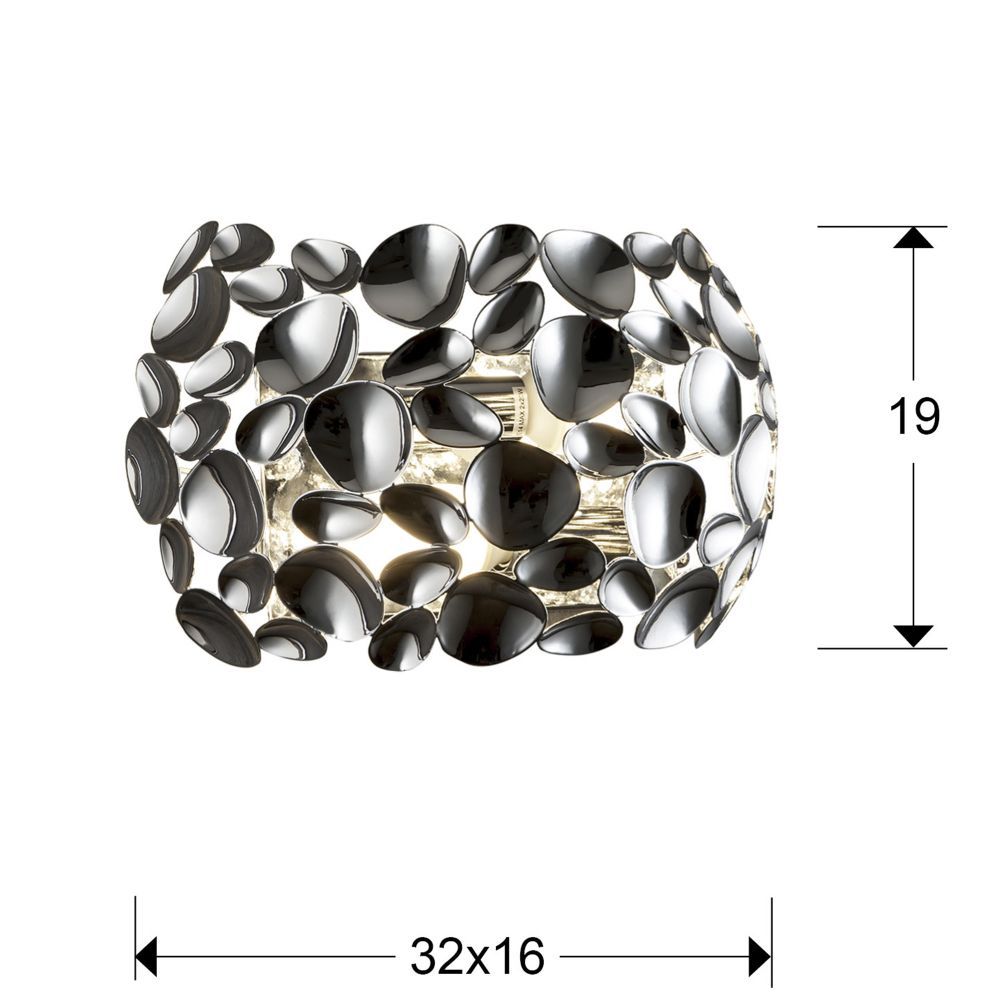 Aplica de perete din Metal Argintiu cu 2 becuri L32x16xH19cm Narisa
